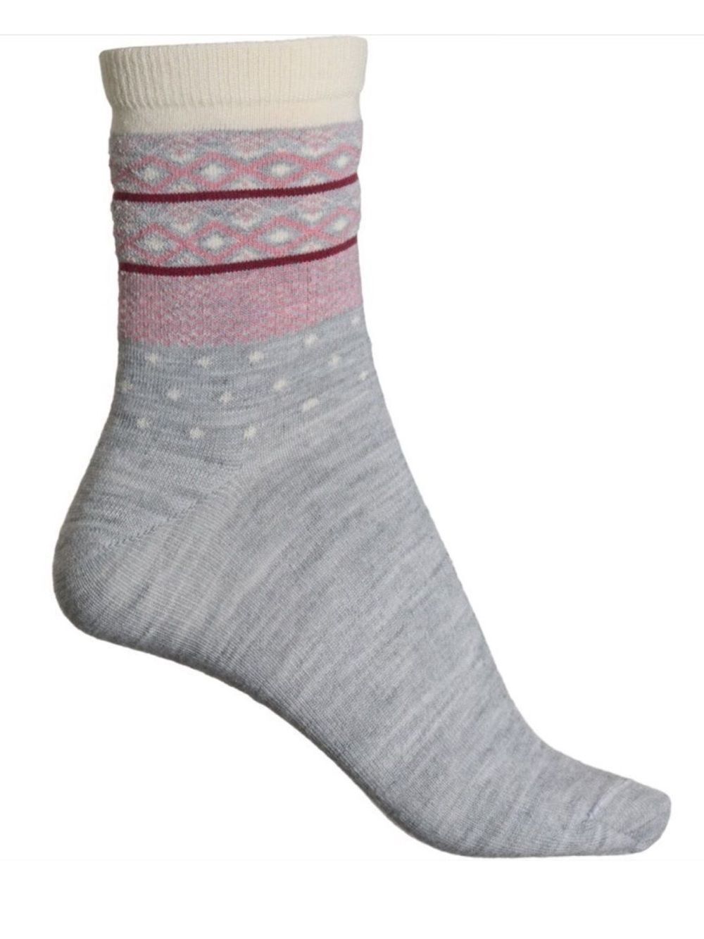 Alaska Knits L/XL Ivory Gray Burgundy Pink Sweater Cloud Scape Wool Blend Socks